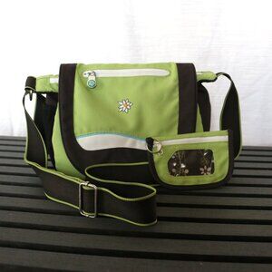 SHERPANI Milli Crossbody Bag Purse with Zipper Wallet in Green and Brown